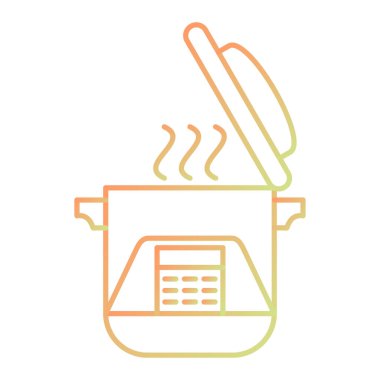 Mutfak gereçleri simgesi. Ağ için çorba kabı vektör simgelerinin özet çizimi