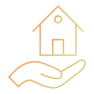 ev simgesini, vektör çizim tutan el