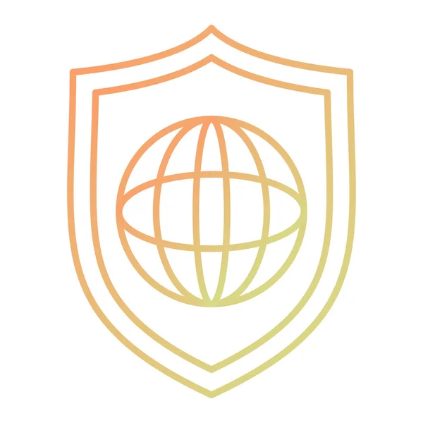 Ασπίδα Τον Παγκόσμιο Χάρτη Εικονίδιο Διανυσματική Απεικόνιση Σχεδιασμό — Διανυσματικό Αρχείο