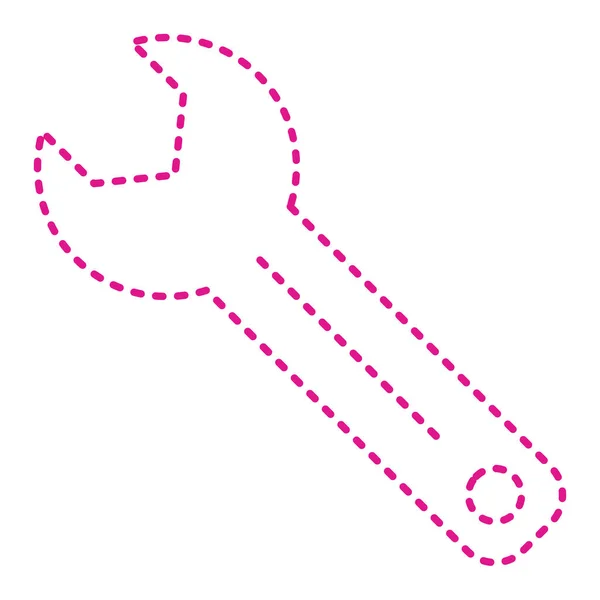 Wrench Icon Dotted Line Design Vector Illustration — Stok Vektör