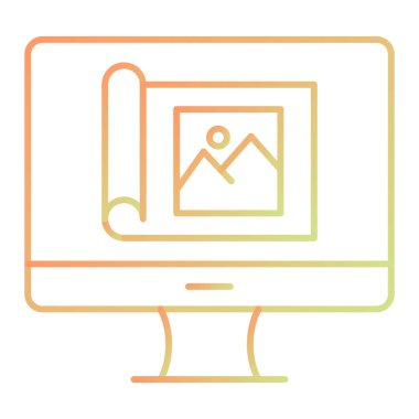 bilgisayar monitör simgesini vektör çizim