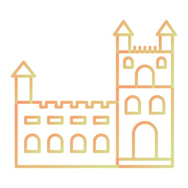 Şato kulesi ikonu. Web için ortaçağ kale vektör simgelerinin basit bir illüstrasyonu