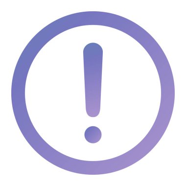 exclamation vector icon. this rounded flat symbol is drawn with blue and white colors on a gray background.