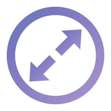 Ok ikonunun vektör illüstrasyonu. iki renkli düz simge, pürüzsüz mavi ve gri renkler, beyaz