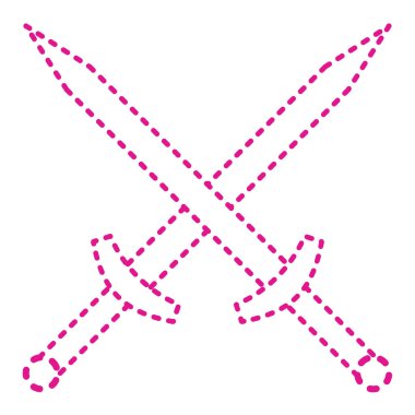 sword icon. purple gradient symbol. vector illustration.