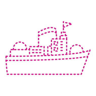 ship with sea and beach vector illustration design