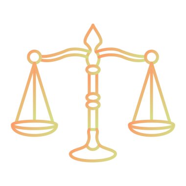 justice scales icon. thin line symbol. vector illustration.