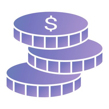 dollar coins flat icon with long shadow, line style