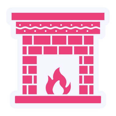 Şömine Vektörü Şekil Simgesi Tasarımı 