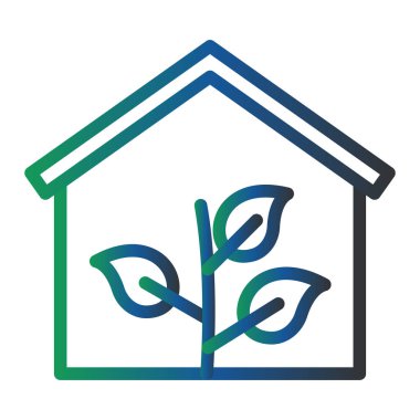 house with green leaves isolated on white background