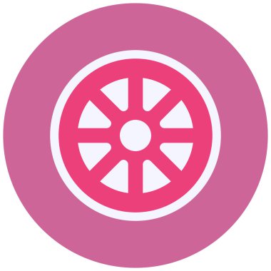 Tekerlek Vektörü Kabartma Simgesi Tasarımı 