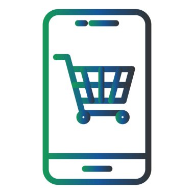 Alışveriş arabası ikonlu cep telefonu. vektör illüstrasyonu