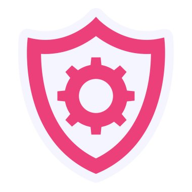 Kalkan ve vites simgesi. vektör illüstrasyonu