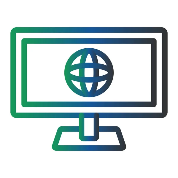 Online Business Globe Computer Monitor Screen Illustration Minimal Flat Icon — ストックベクタ