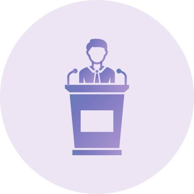 Konferans vektör simgesi. Düz çizim. 10 saniye.