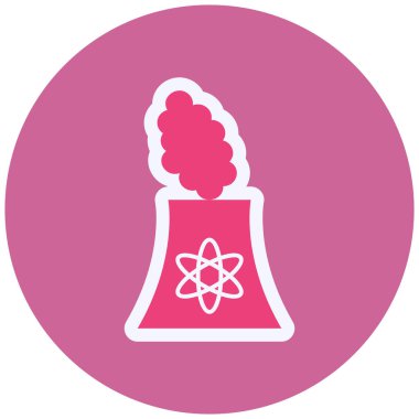 Nuclear Plant, simple web icon, illustration of factory 