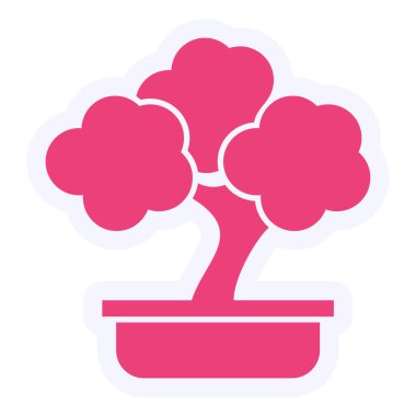 Bonsai plant flat vector icon