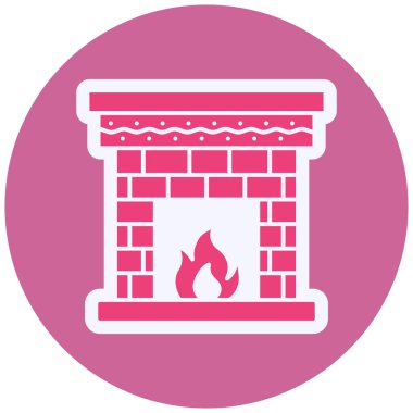 Şömine Vektörü Şekil Simgesi Tasarımı 