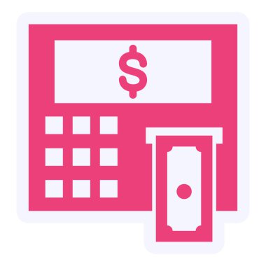 Atm Makinesi Vektör Şekil Simgesi Tasarımı