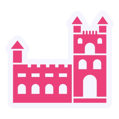 Şato kulesi ikonu. Web için ortaçağ inşa vektör simgelerinin düz çizimi