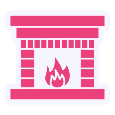 Şömine Vektörü Şekil Simgesi Tasarımı