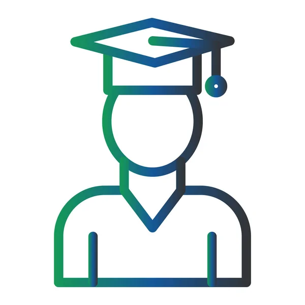 Graduatie Cap Icoon Vector Schets Afgestudeerde Hoed Teken Geïsoleerde Contoursymbool — Stockvector