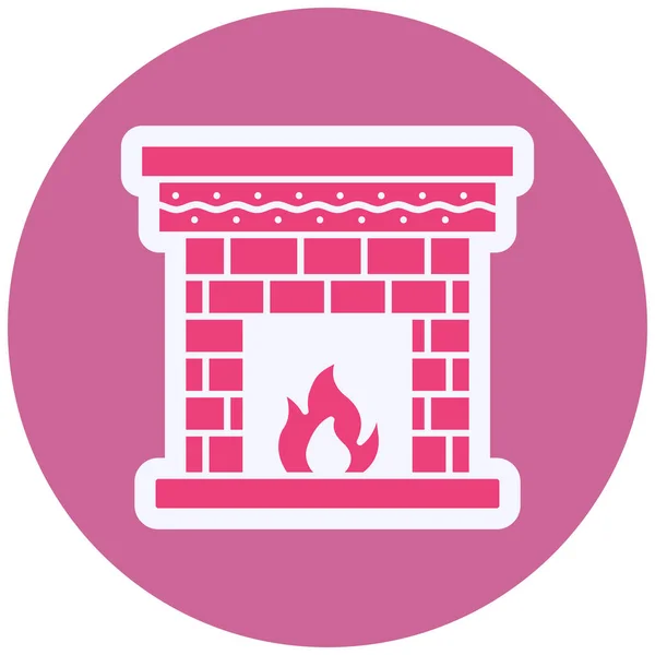 Fireplace Vector Glyph Icon Design — 스톡 벡터