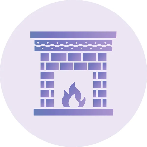 Fireplace Vector Glyph Icon Design — 스톡 벡터