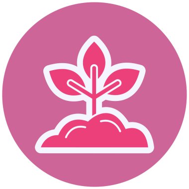 simple web icon, illustration of few Plant glowing in soil 