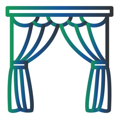 Beyaz arkaplanda izole edilmiş karikatür tarzında perde simgesi. perde sembolü vektör illüstrasyonu