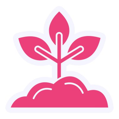 simple web icon, illustration of few Plant glowing in soil 