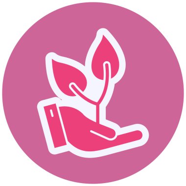 simple web icon,  illustration of few Plants glowing in hand