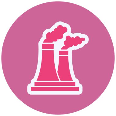 Nuclear Plant, simple web icon, illustration of factory pollution 
