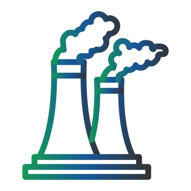 Nuclear Plant, simple web icon, illustration of factory pollution 