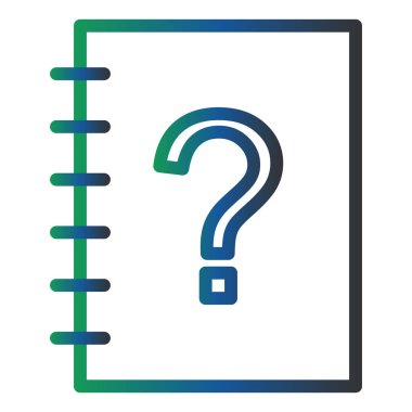 question mark icon on Note book, web illustration