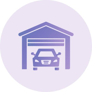 araba garajı simgesi, vektör illüstrasyonu