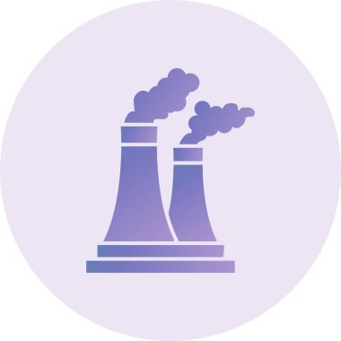Nuclear Plant, simple web icon, illustration of factory pollution 