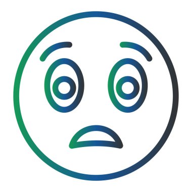 Confused face expression vector flat color icon 