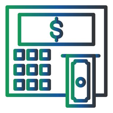 Atm Makinesi Vektör Şekil Simgesi Tasarımı