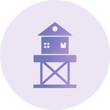 vector illustration of modern Watch Tower  icon