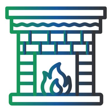 Şömine Vektörü Şekil Simgesi Tasarımı 