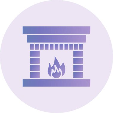 Şömine Vektörü Şekil Simgesi Tasarımı