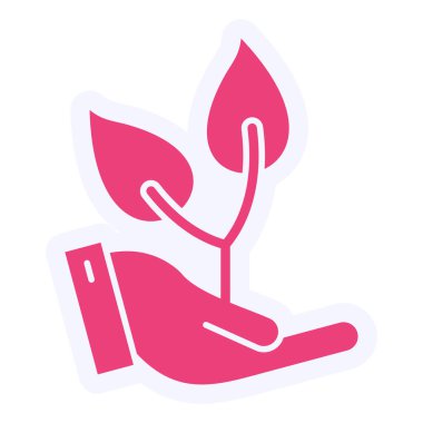 simple web icon,  illustration of few Plants glowing in hand