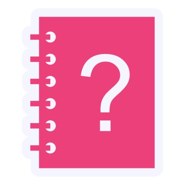 question mark icon on Note book, web illustration