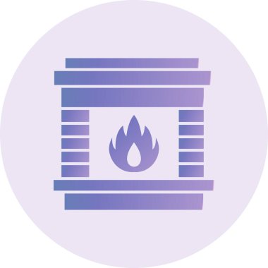 Fireplace icon, simple web illustration 