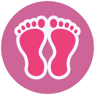 Barefoot  footprint icon, illustration, flat design
