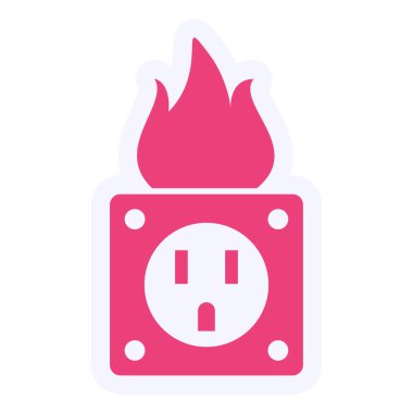 Ateş Elektrik Vektörü Kabartma Simgesi Tasarımı 