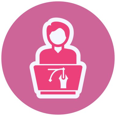 Designer with laptop icon, vector illustration