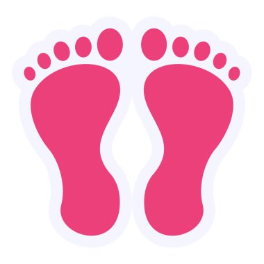 Barefoot  footprint icon, illustration, flat design