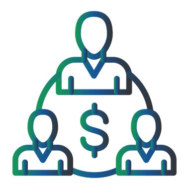 Teamwork with dollar sign icon vector. businessman avatar symbol. isolated contour element illustration